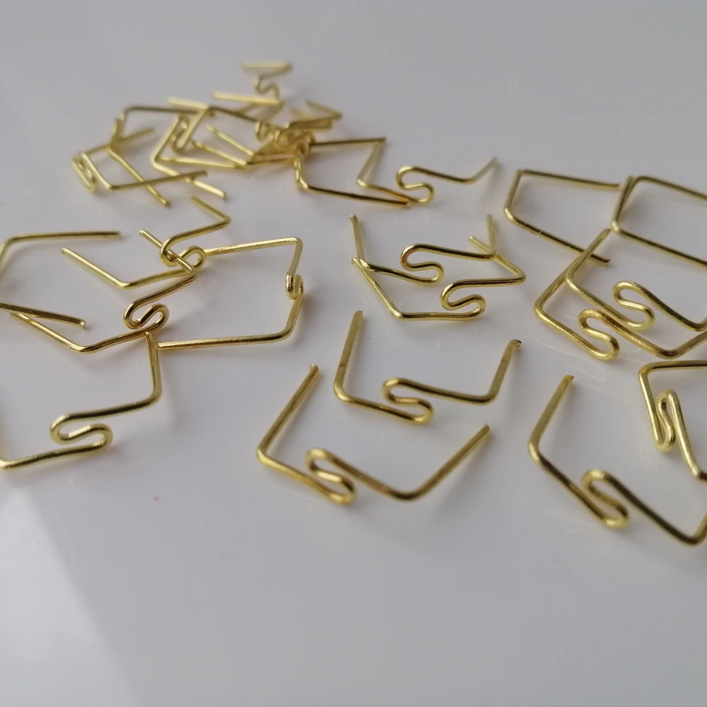 Camal 120PCS Gold 14mm Twisted M Shaped Pin Connector Hook For Crystal Prisms Bead Chandelier Pendant Lamp Lighting Hanging Part