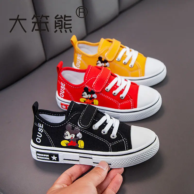 Spring Children's Canvas Shoes Mickey Mouse Boys And Girls' Versatile Middle And Large Children's Biscuit Bottom Student Leisure