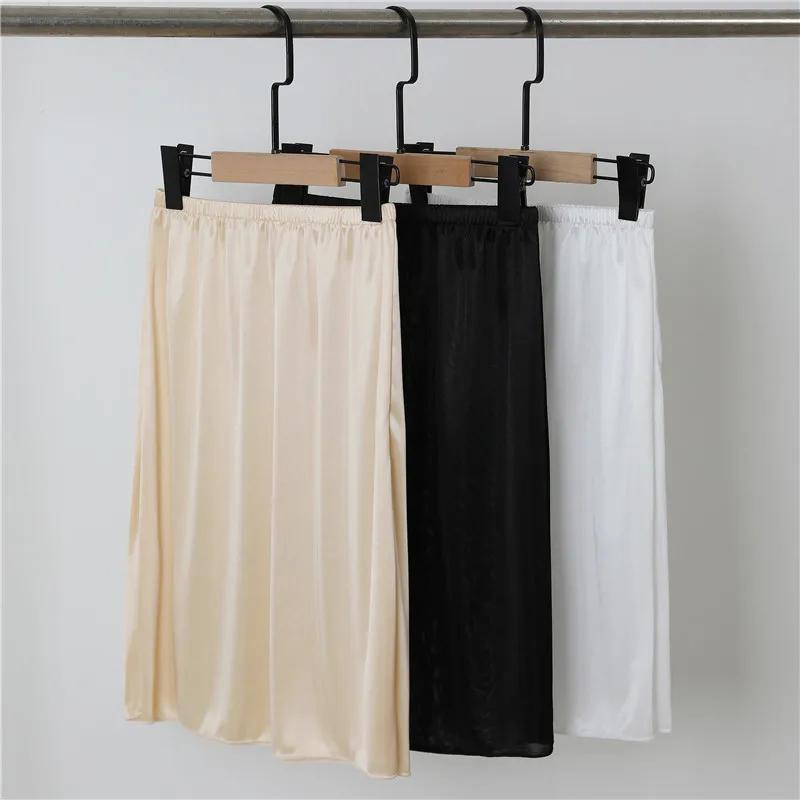 50cm Half Slips Underskirt for Women Thin Ice Silk High Waist Elastic Anti-Penetrating Underskirts Lining Petticoat