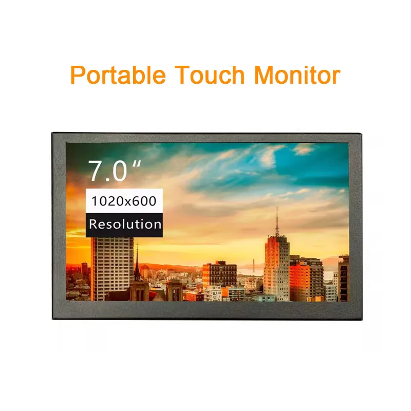 7Inch  Rechargeable 1-Line Mini Small Portable Screen Touch Screen 1024x600 Full HD Gaming Monitor PC Raspberry Pi Laptop Screen