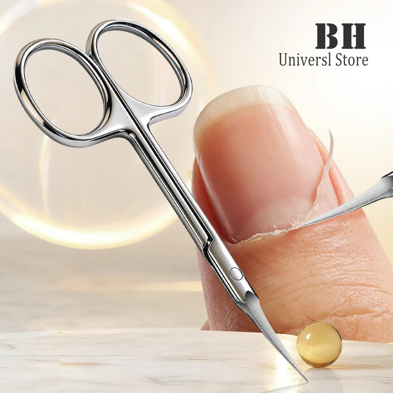 1Pcs Curved Cuticle Scissors Precision Manicure Scissors Nail Cuticle Trimmer Professional Stainless Steel Nail Scissors