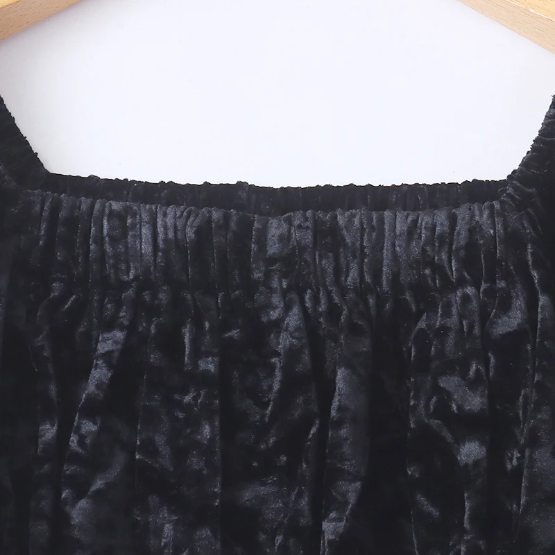 Gold Velvet Square Collar ort Women's irt Faionable Slimming Overhead Top Belly Baring Base Layer T-irt Summer 2025