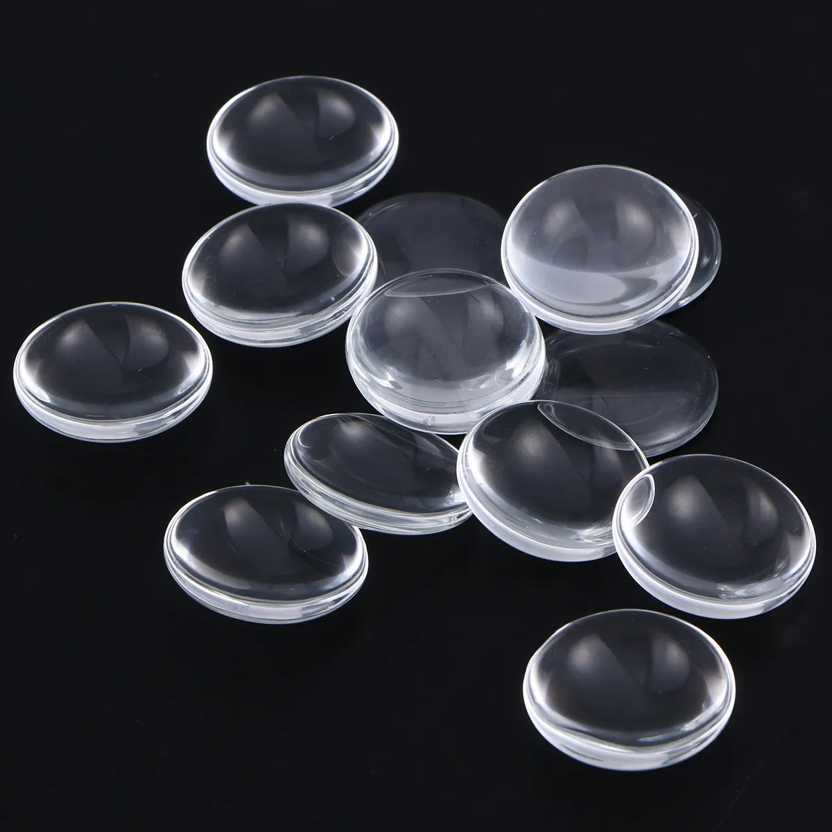 60Pcs Round Gemstone Stickers Glass Dome Cabochons Clear Non-Calibrated Cameo Tiles for Photo Jewelry Rings Necklaces Crafts DIY