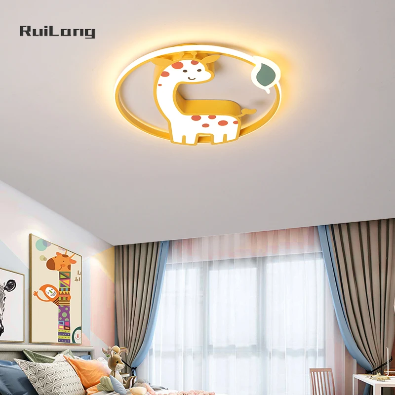 Imagem -03 - Lâmpada de Teto Girafa Kawaii para Meninos e Meninas Candelabro dos Desenhos Animados Brilho Animal Bonito Luz de Teto Infantil Luz do Quarto do Bebê