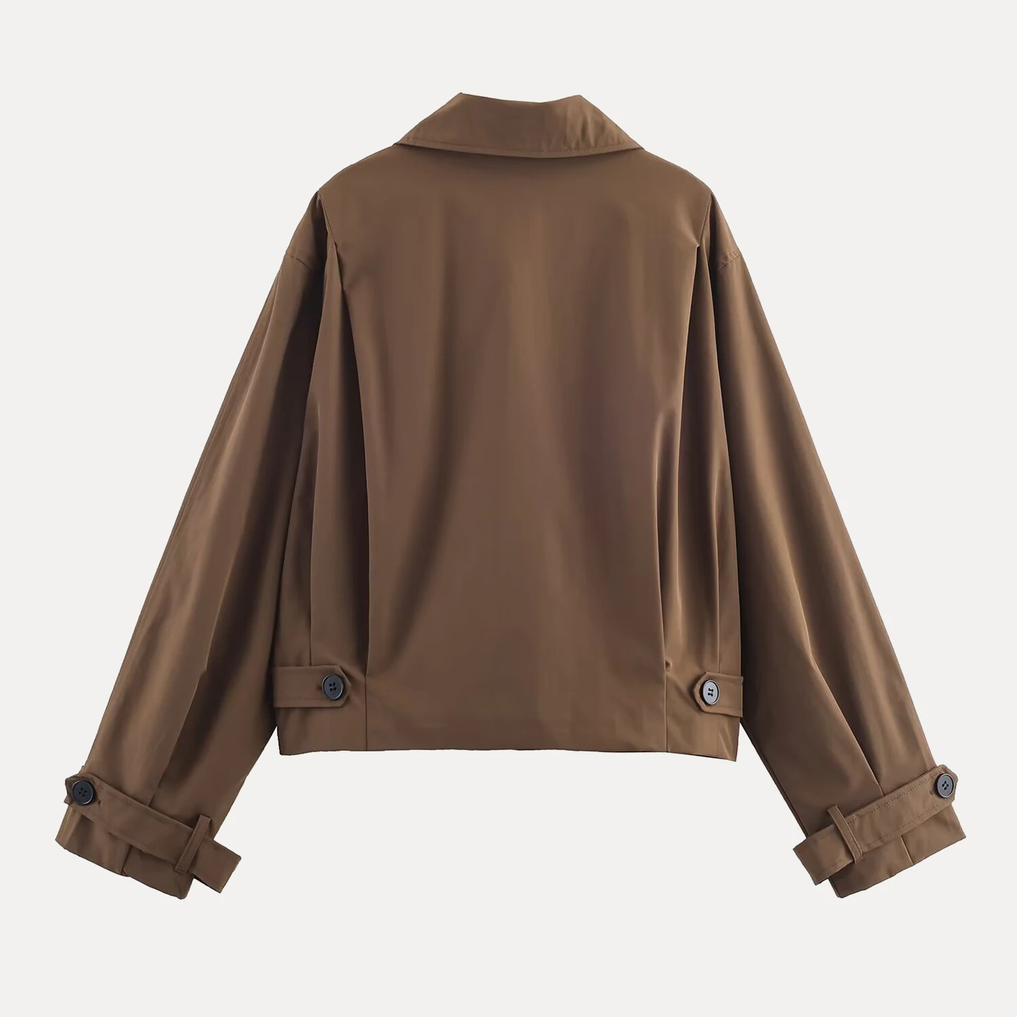 Retro Sle ort Lengte Pure Kleur Stand Kraag Dames Jaet Herfst Nieuwe Collectie Faion Ele Damesjas Z