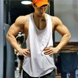 Plain Gym Workout Bodybuilding Sport Vests Men Fitness Muscle Sleeveless Y-back Shirt Summer Mesh Quick Dry Breathable Tank Tops