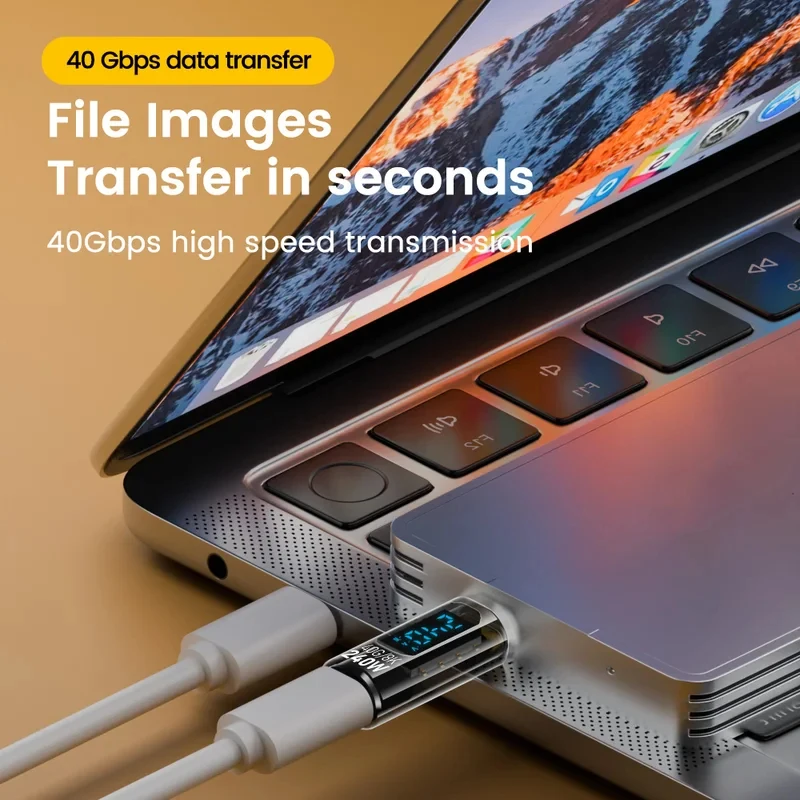 240W 5A USB4 Digital Display Cable, Type-C to Type-C OTG Supports 8K Video Transfer – Compatible with iPhone 15, Samsung, Tablet