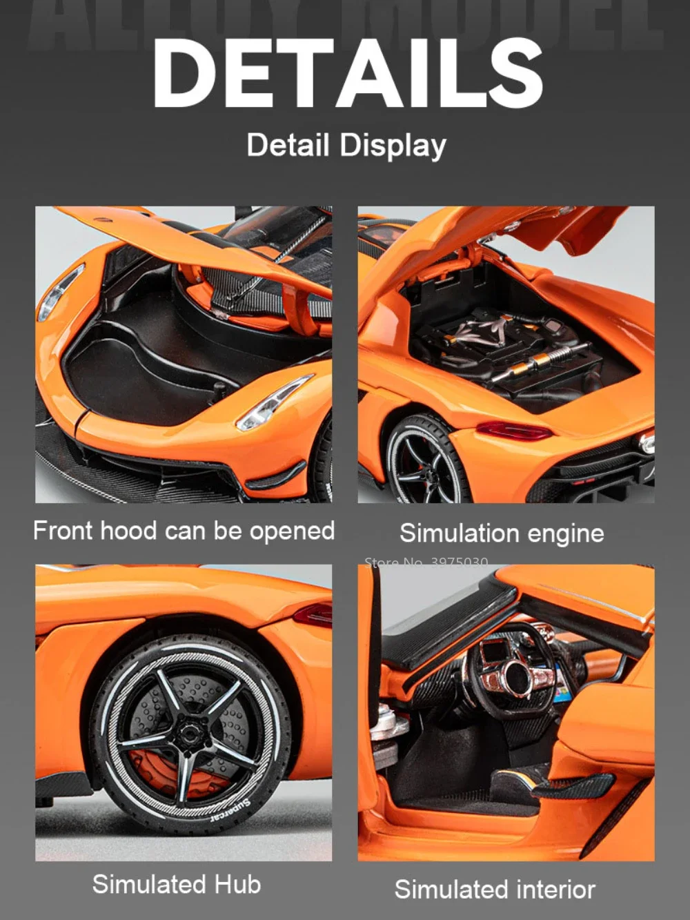 1/24 Sports Car Model Koenigsegg Alloy Diecast High Simulation Scale Toy Pull Back Doors Can Open Boys Birthday Gifts Decoration