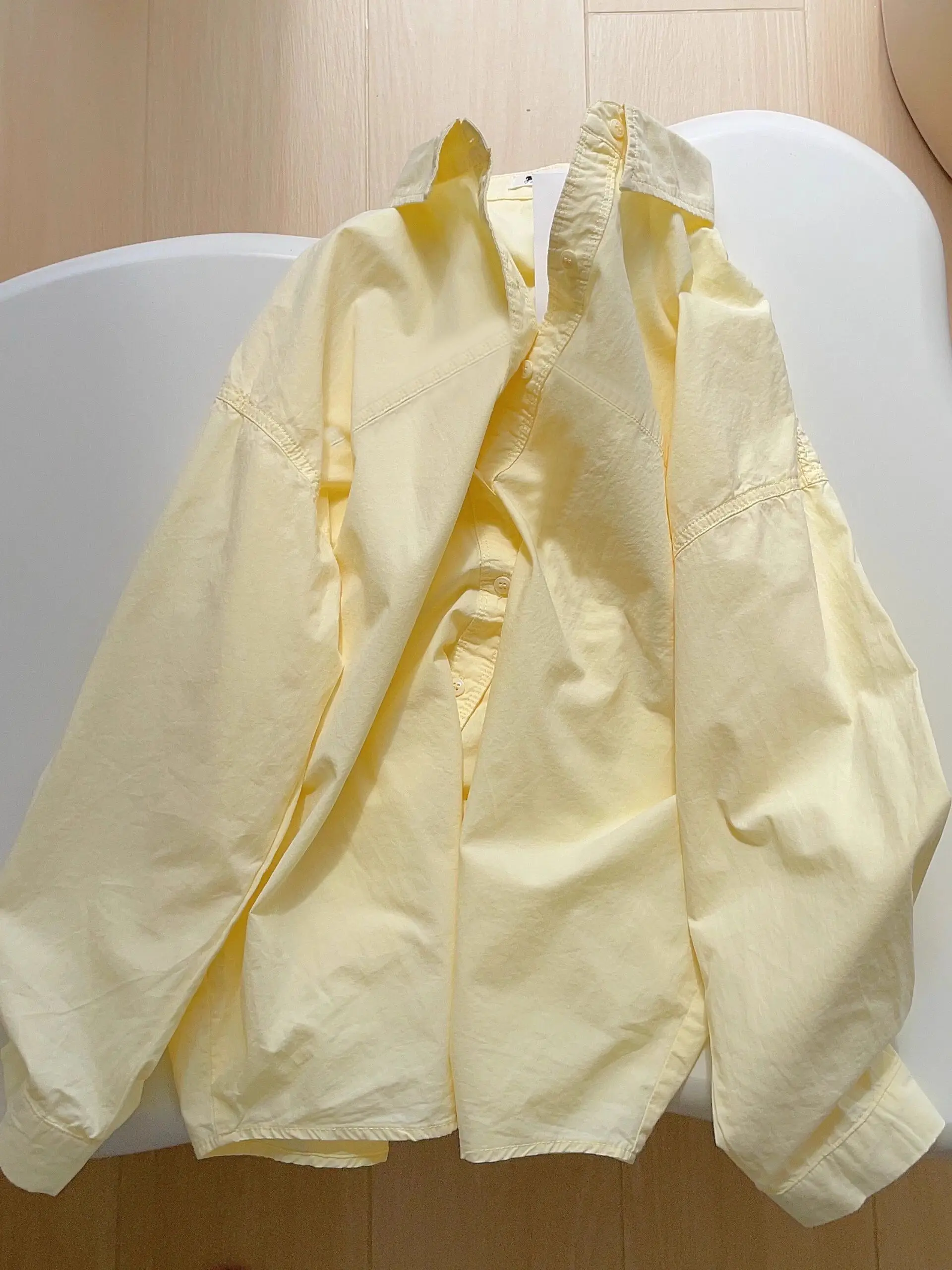 

Базовая длинная куртка-рубашка желтого цвета для весны и осени, свободного кроя, в стиле кэжуал, для мужчин и женщин, для многослойных образов, классическая повседневная верхняя одежда