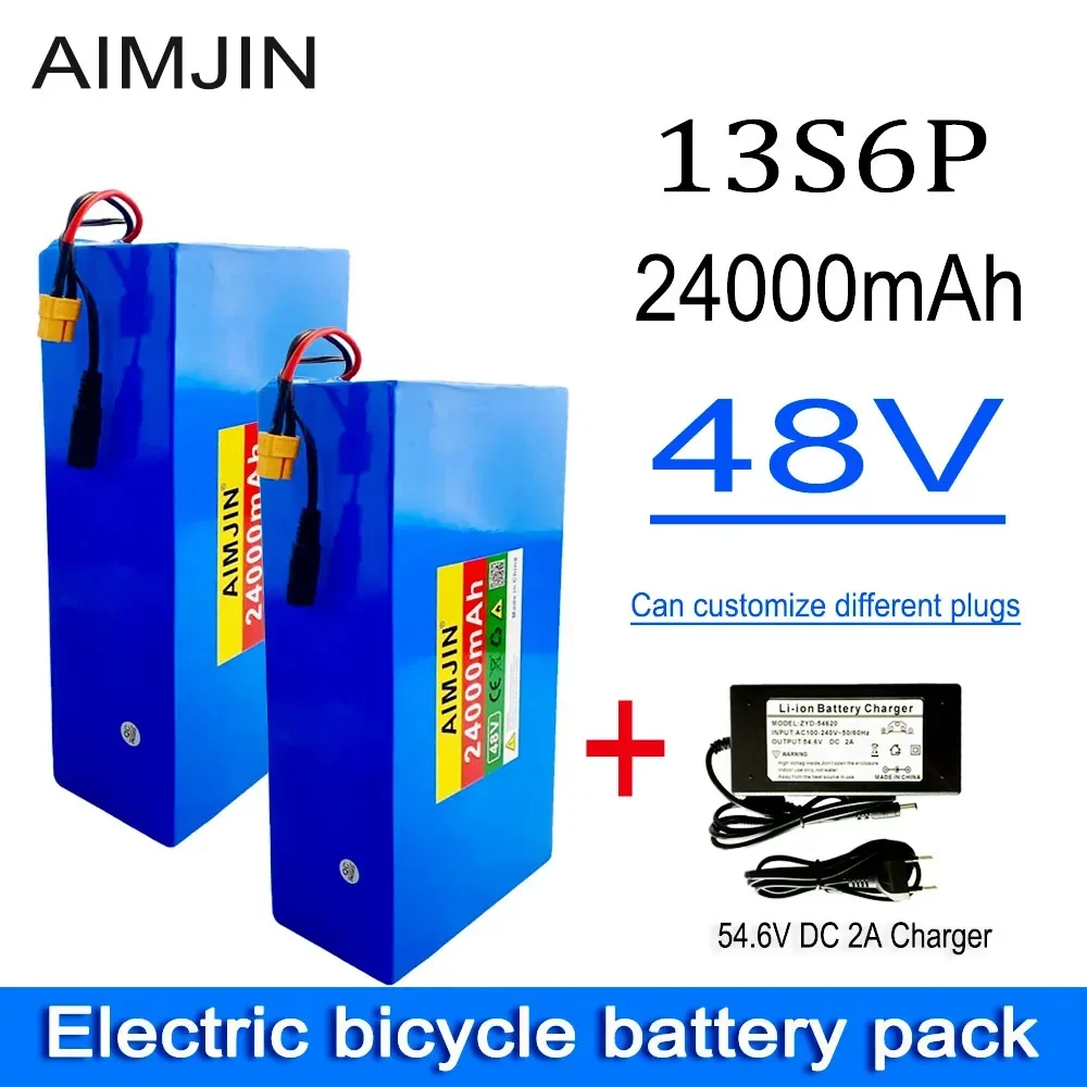 100% New 13S6P 48V 24000mAh Li-ion Battery Pack,2000W Citycoco Motorized Scooter Battery Built In 50A BMS+54.6V Charger