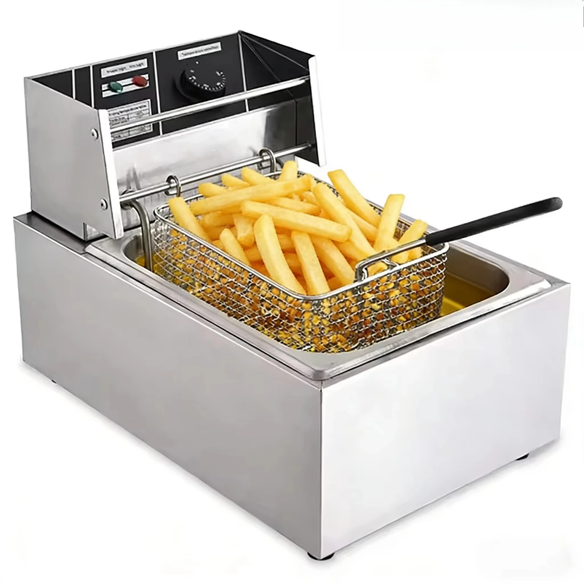 6L Economic Stainless Steel Single Cylinder Single Screen Commercial Multi-Plug Electric Frying Furnace 2500W
