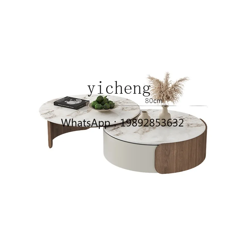 cream wind microcrystalline stone coffee table living room household small apartment round tea table