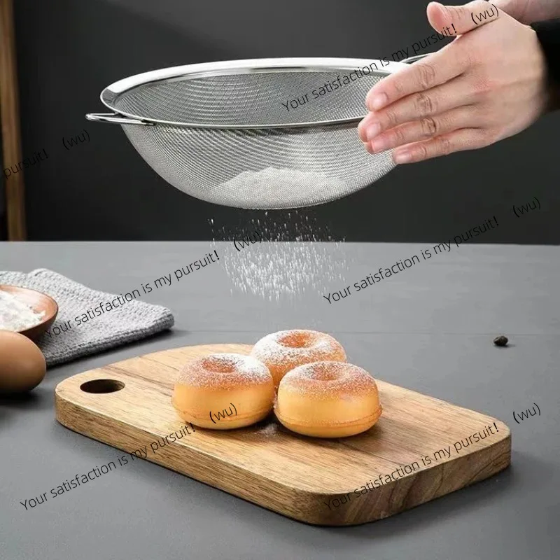 ZOCI-Mesh Filter Sieve Stainless Steel Slotted Spoon Kitchen Set of 3 Fine Strainers Long Handle for Cooking Sifting and Frying