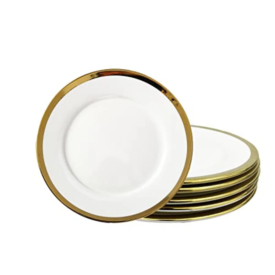 

Набор из 6 обеденных тарелок - Элегантные керамические тарелки для основных блюд с роскошными фарфоровыми сервировочными тарелками для стейков и пасты, из высококачественного фарфора.