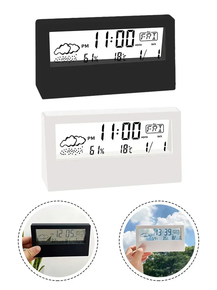LED Thermometer Thermo-Hygrometer Multifunction Electronic Temperature Humidity Meter Weather Station For Home With Alarm Clock