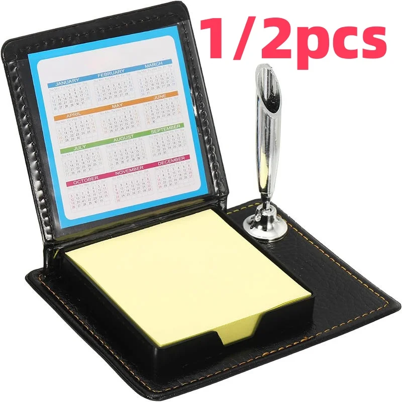 PU Leather Memo Pad  With Sticky Note Holder Notepads Dispenser Hold Up to 100 Sheet Noetpads for Home Office Drawers Desktop