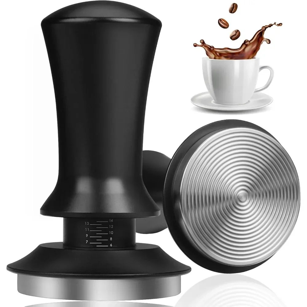 51/53/58mm Coffee Tamper Spring-Loaded Constant Pressure Calibrated Tamping Accessories with Scale Mark Gift for Coffee Lover