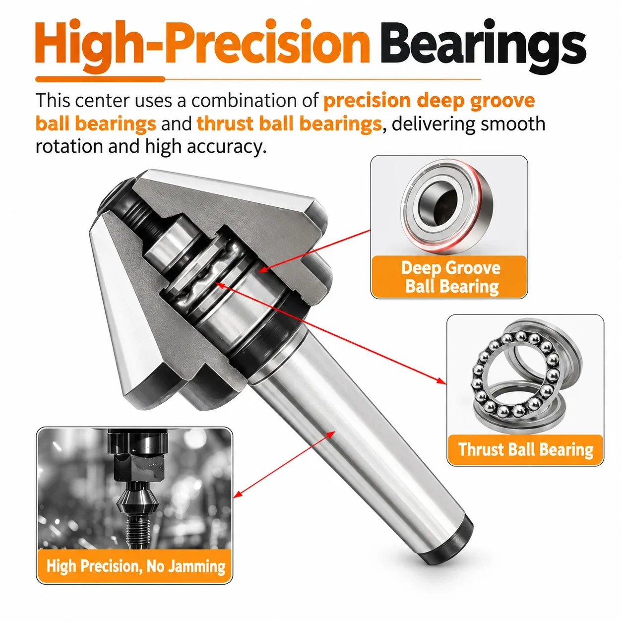 MT2 MT3 MT4 MT5 Morse Taper Umbrella Mushroom Head 60° 75° Rotary Live Center CNC Lathe Tailstock Ejector Pin D60 D80 D100 D120