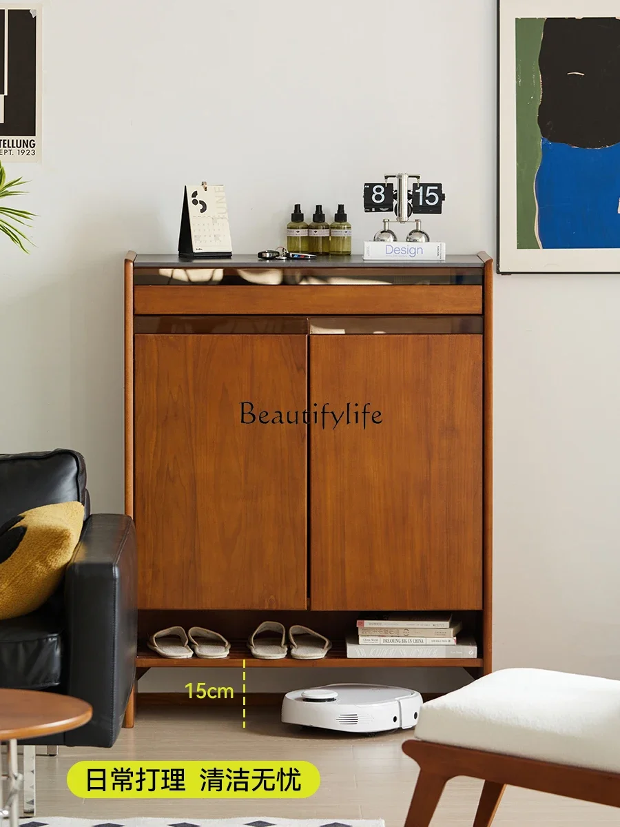 

yj19 Nordic Solid Wood Shoe Cabinet Entrance Large Capacity Storage Partition Cabinet