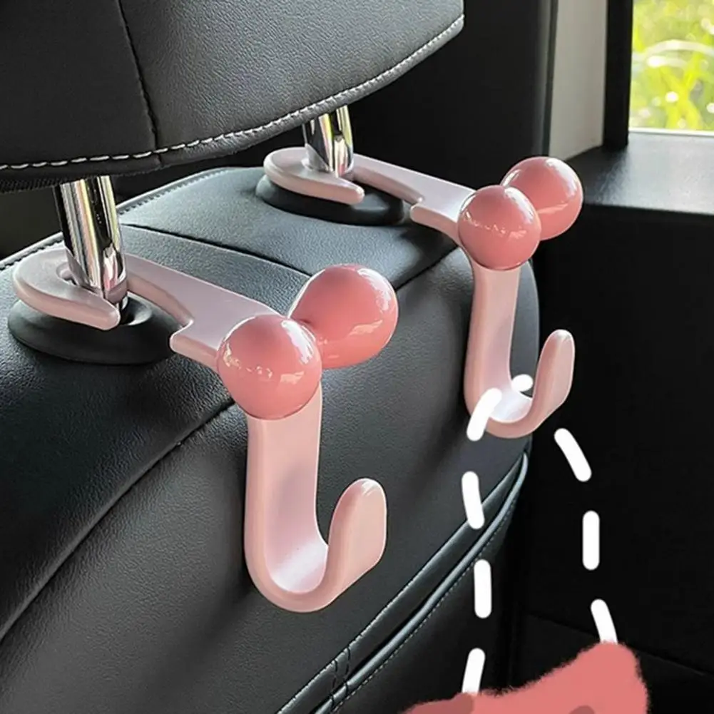 2pcs Pink Bow Car Hook Chair Back Car Storage Hook Universal Motorcycle Rearview Mirror Hook Seat Headrest Car Accessories
