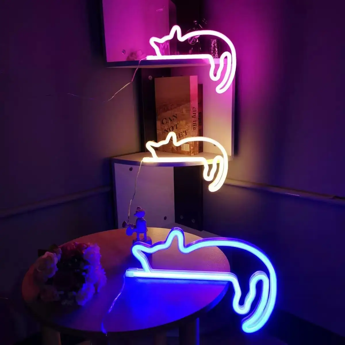 Cute Cat Neon Light LED Wall Decoration Suitable for Girls Bedrooms Living Rooms Family Gatherings Birthday Gifts