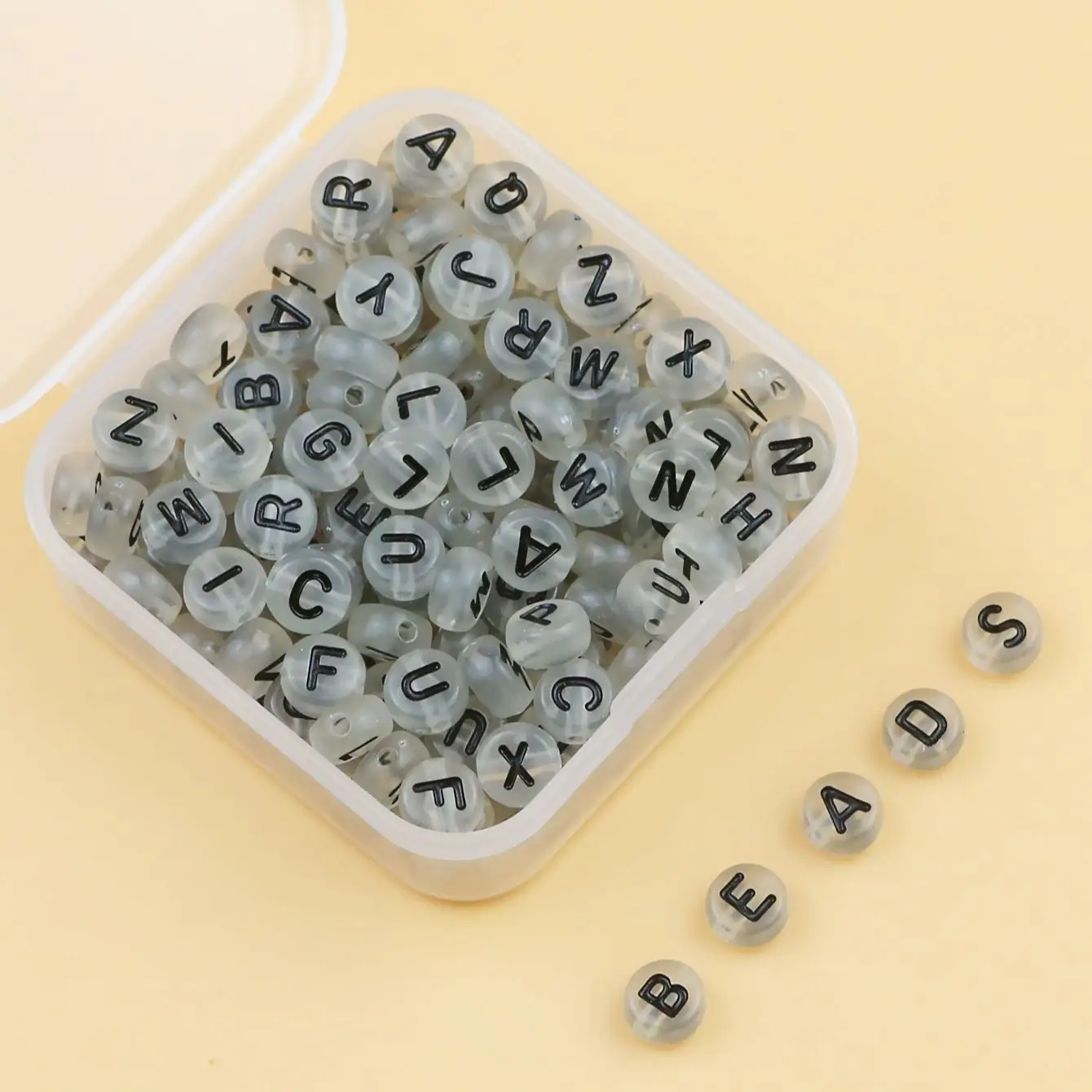 DIY Kit Set Box 200pcs Acrylic Luminous Mixed Letters Spacer Loose Beads For Jewelry Making Women Bracelets Necklace Accessories