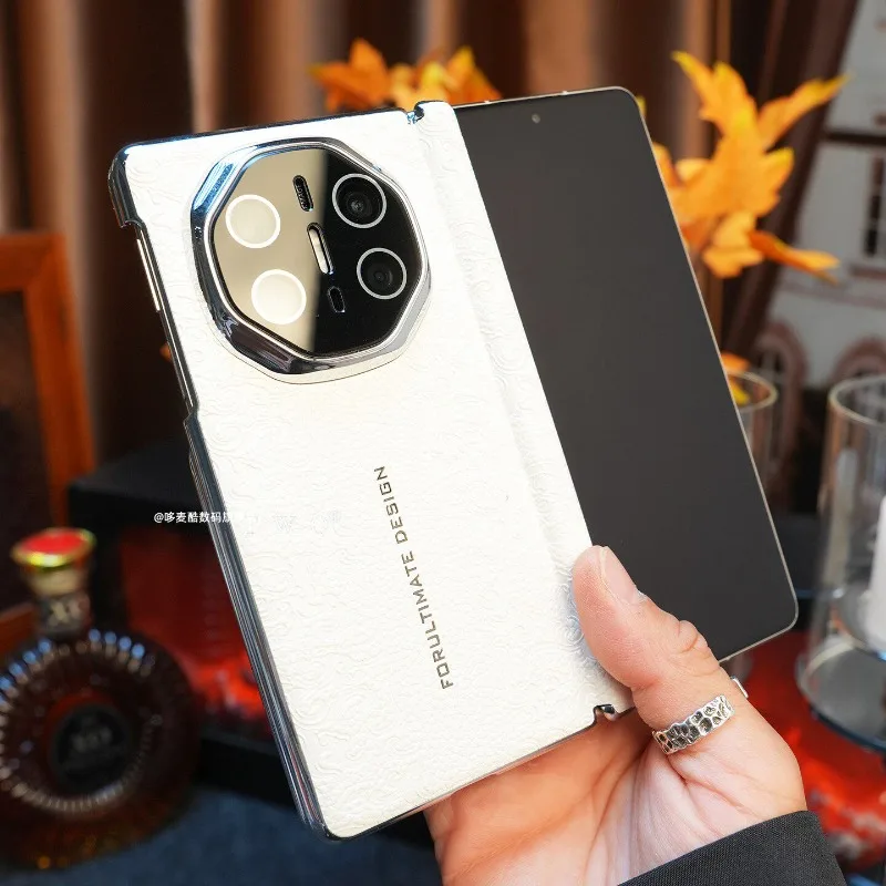 

For Huawei Mate X5 X3 Case Magnetic Flower Print Texture PU Leather Phone Cover Equipped With Central Hinge Protection Shell