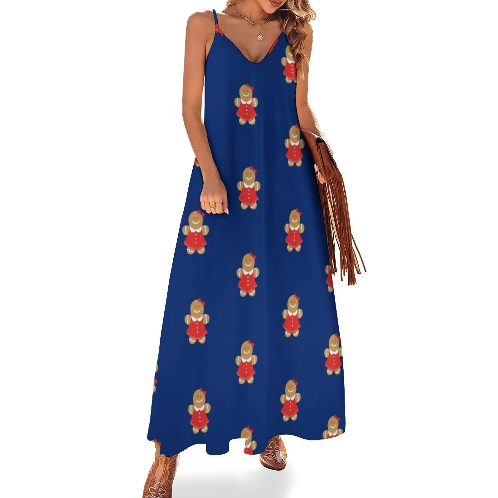 

Gingerbread lady cookie woman cute Christmas gift for baker or sweet teeth Sleeveless Dress dresses for prom Dress