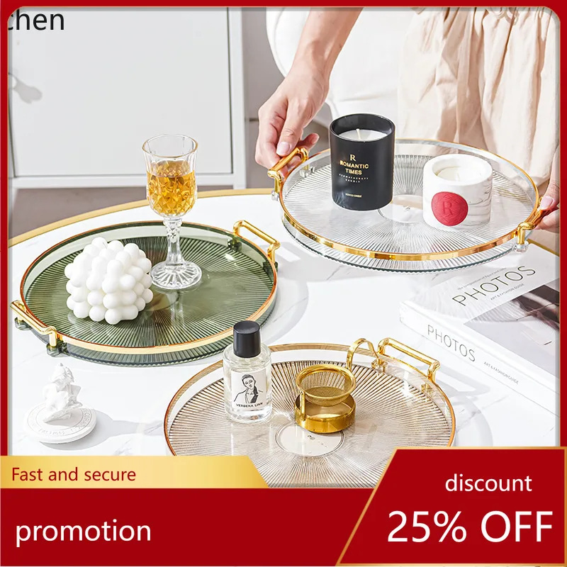 ZML Household Living Room Coffee Table Fruit and Seed Plastic Tray, High-end Snack Plate Display Tray