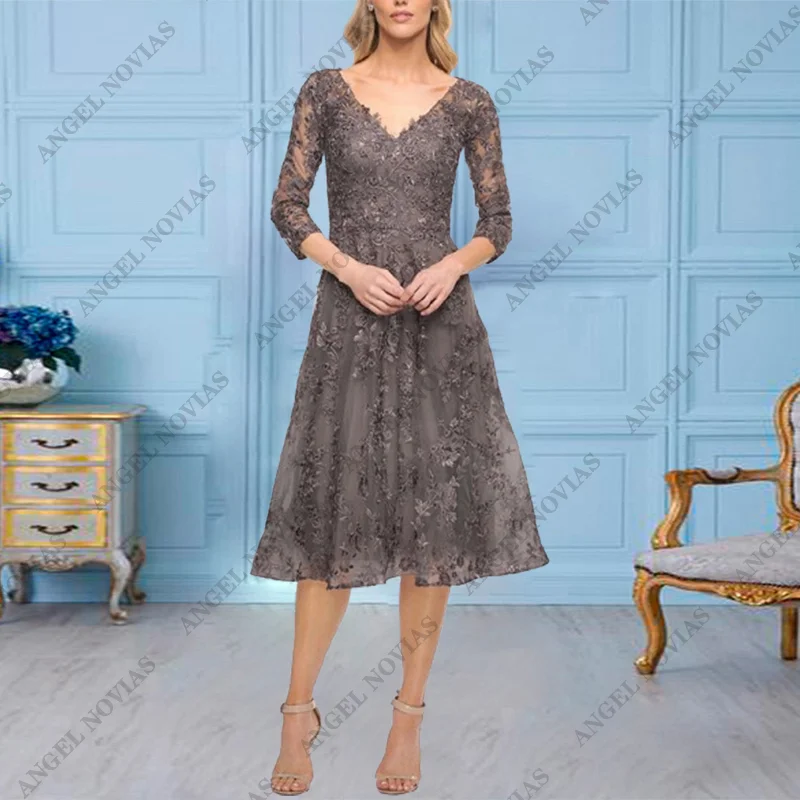 Vestidos personalizados hasta la rodilla De encaje Para madre De la novia, Vestidos Elegantes Para bodas, Vestidos Para mamá De La Novia