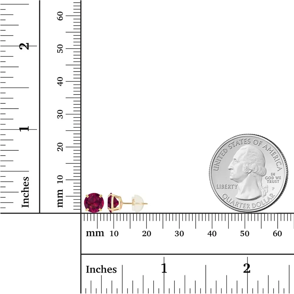 أقراط مرصعة بالأحجار الكريمة الأصلية مقاس 6 مم من الذهب عيار 14 قيراط للنساء - خيارات من الذهب الأصفر والأبيض أو الوردي