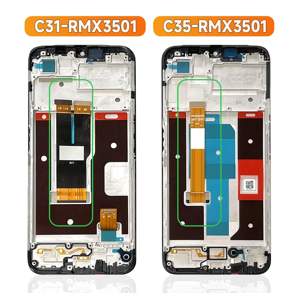 6.5\'\' New For Realme C31 RMX3501 LCD Display with Frame Touch Screen Replacement 6.6\