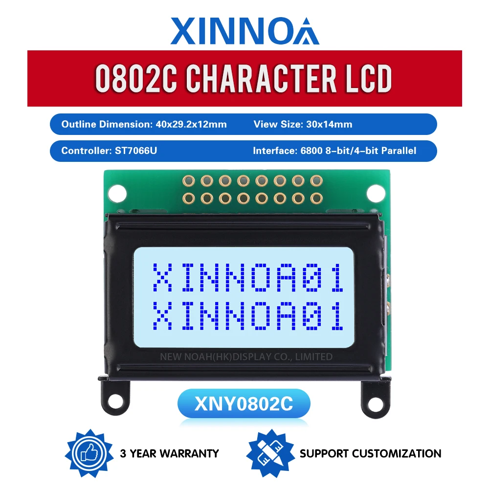 Gray Film Blue Letters 0802C Liquid Crystal Display 02*08 LCD 8*2 0802 8X2 16 PIN 40*29.2*12Mm ST7066U Chip Mini LCD