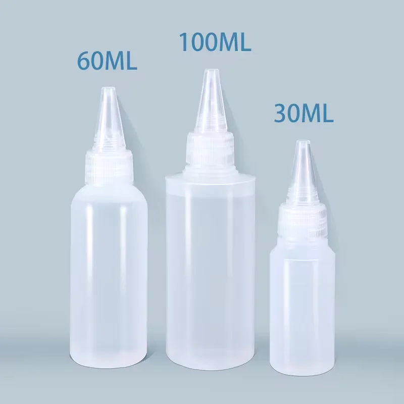 10PCS,30/60/100/120ML Squeeze Bottle for Sauce Plastic Squirt Container Refillable Bottle with Cap for Kitchen Glue Container