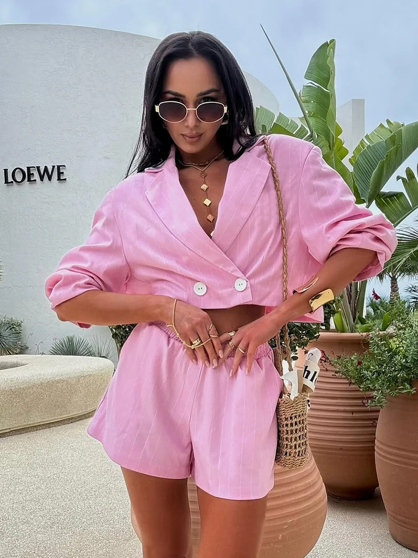 

Marthaqiqi Fashion Women Pajama Suit Long Sleeve Nightie Sexy Turn-Down Collar Sleepwear Crop Top Nightwear Shorts Nightgown Set