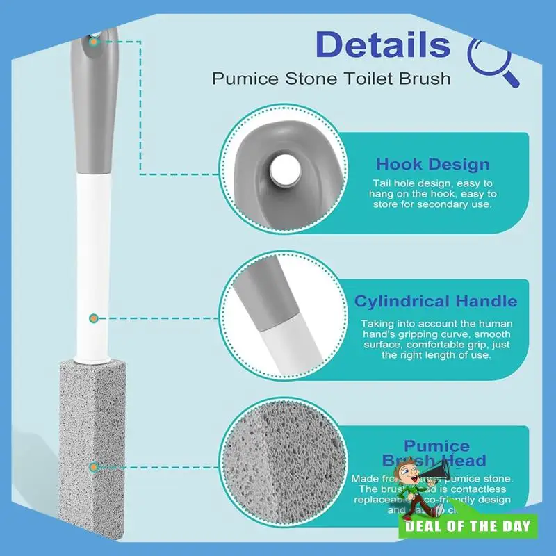 24-Hour Delivery Toilet Bowl Cleaner, 4PCS Pumice Stone With Extra Long Handle, 1 For Cleaning Handle For Toilets