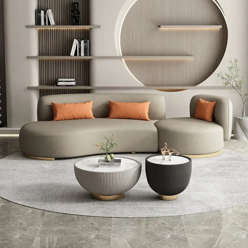 Italian light luxury curved sofa technology cloth living room simple modern hotel beauty salon