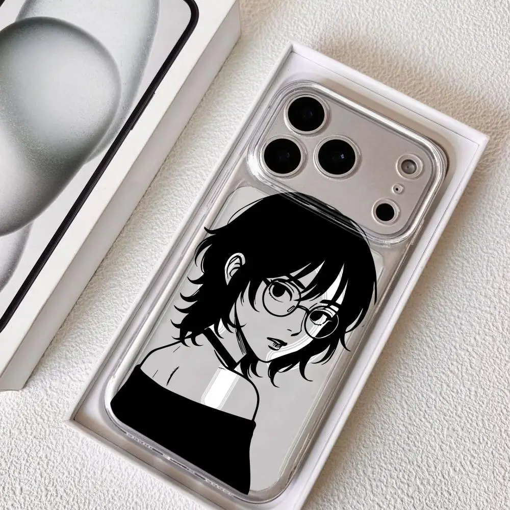 

Black And White Comics Phone Case for iPhone 17 16 15 14 13 12 11 Pro Max Plus Clear Magnetic Shockproof Scratch-Resistant