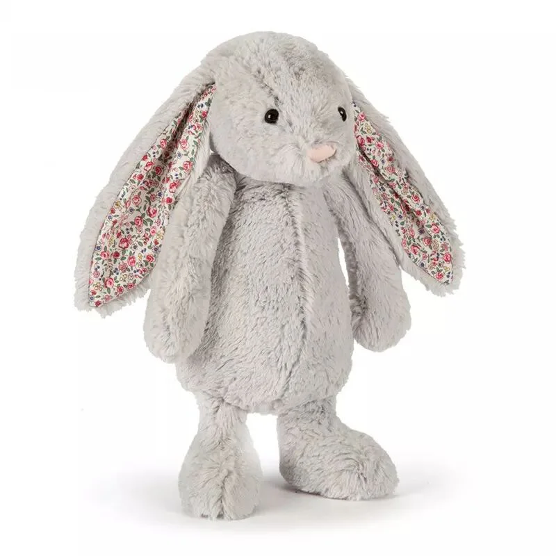 25CM Super Soft Bunny Plush Toy Cute Rabbits Stuffed Animals with Flowered Long Ears Plushies for Girls Children Gift