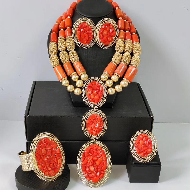 

Original African Coral Beads Jewelry Sets