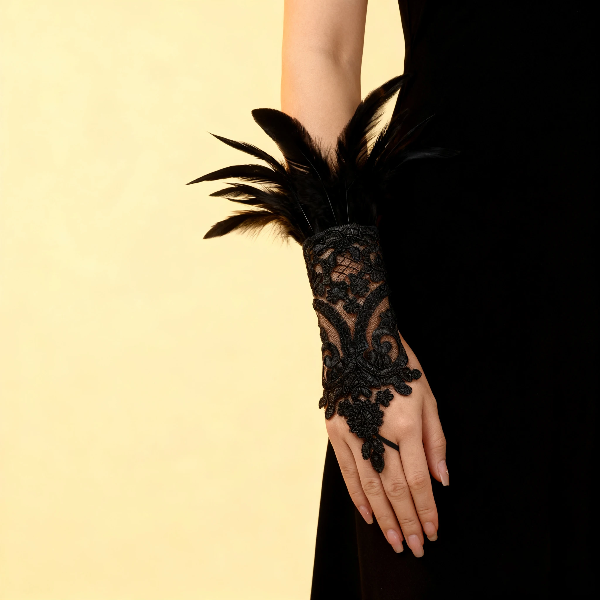 

Fashion Feather Sleeve Cuffs Gloves Party Cosplay Lace Wrist Cuffs Fur Sleeve Furry Accessories Carnival Stage Show Costume