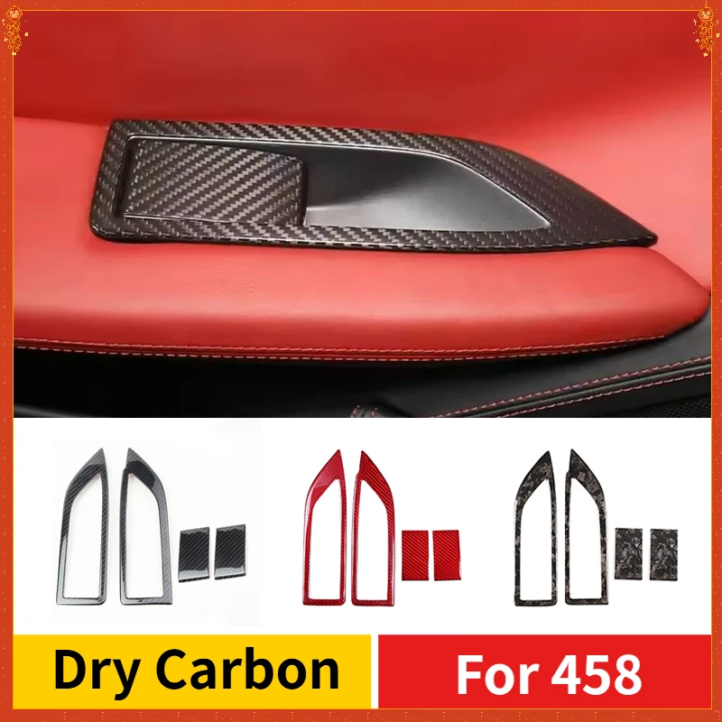 

For Ferrari 458 Real Dry Carbon Fiber 2011-2016 Door Inner Handle Frame Decorative Sticker Interior Modification Accessories