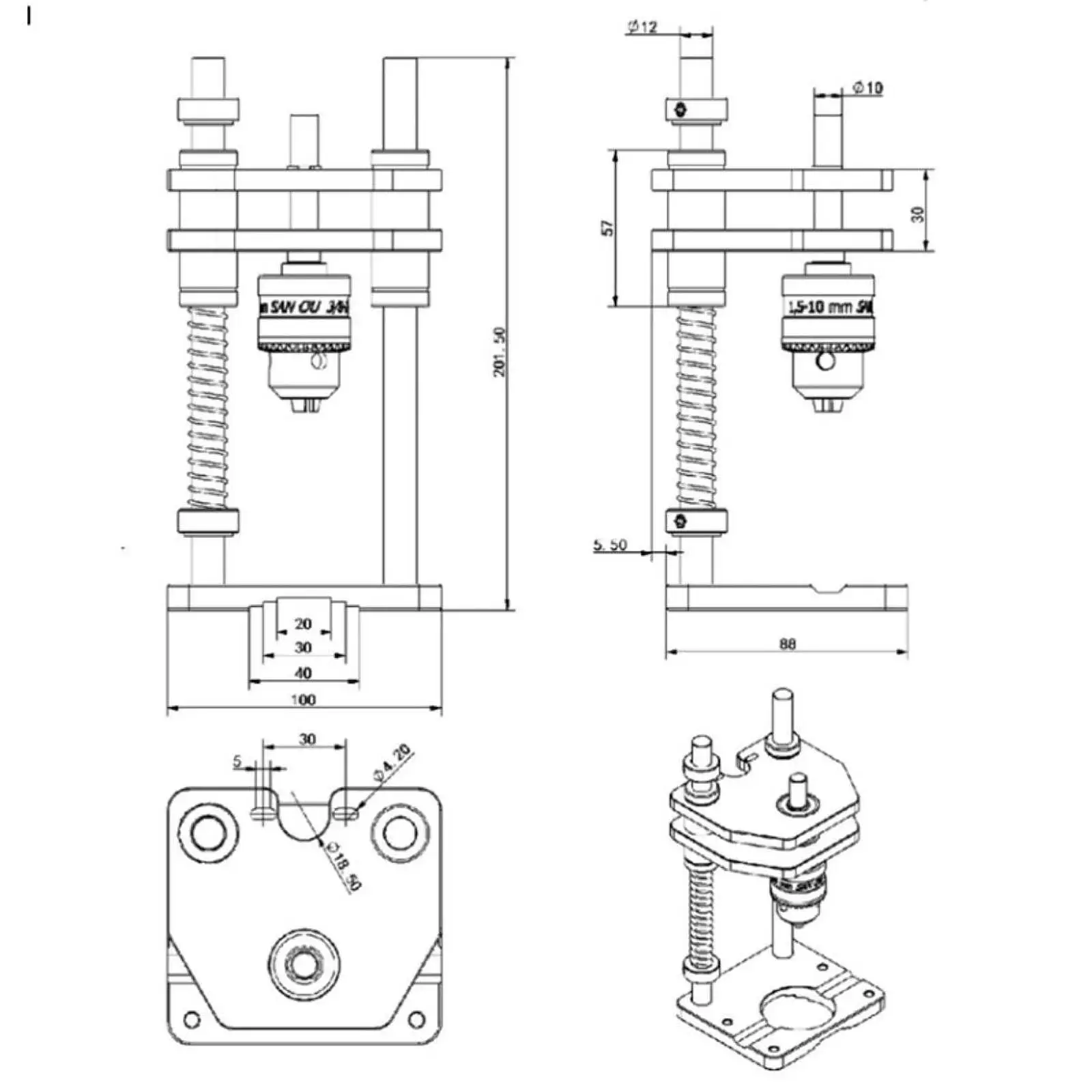 Drillling Guide Fittings Multifunctional Stable Replacement Simple Installation Accessory Drilling Jig Attachment Aluminum Alloy