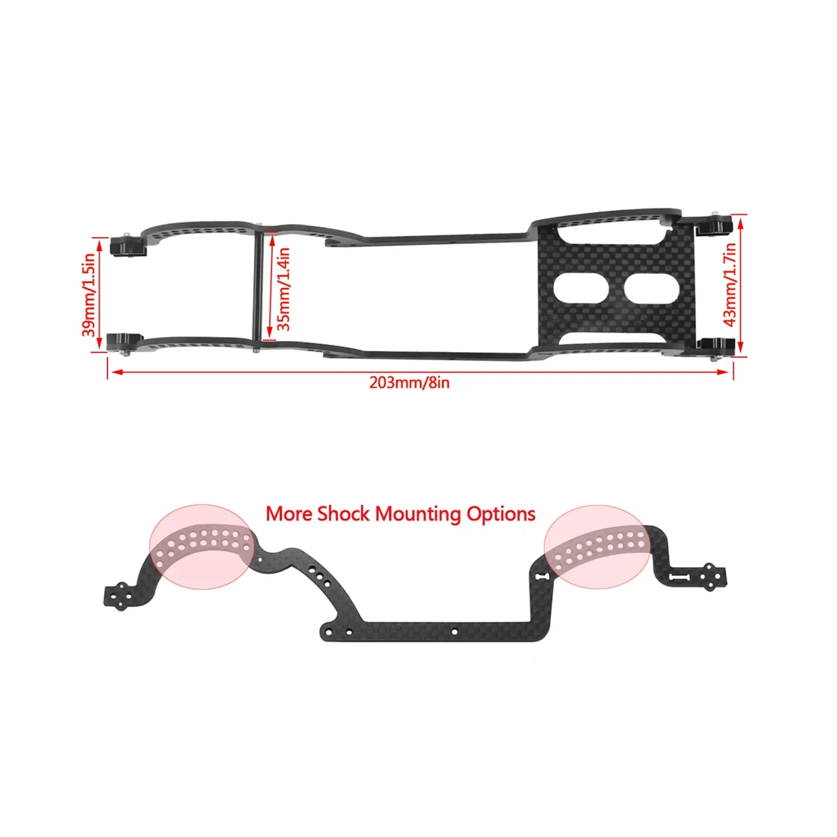 LCG Carbon Fiber Chassis Kit Frame Girder Rail for 1/18 RC Crawler Car TRX4M Upgrade Parts