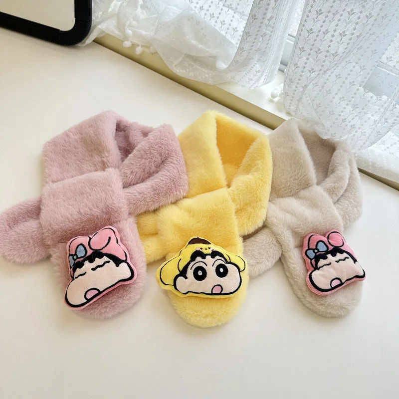 Cartoon Cute Crayon Shin Chan Autumn/Winter Scarf Thickened Warm Plush Scarf Simple and Exquisite Plush Anti Freeze Neck Cover