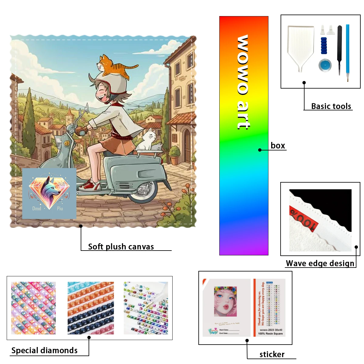 【Piu Diamond Art】Un paseo en vespa Crystal AB Rhinestone FD Rhinestone Perfect Resin Diamond