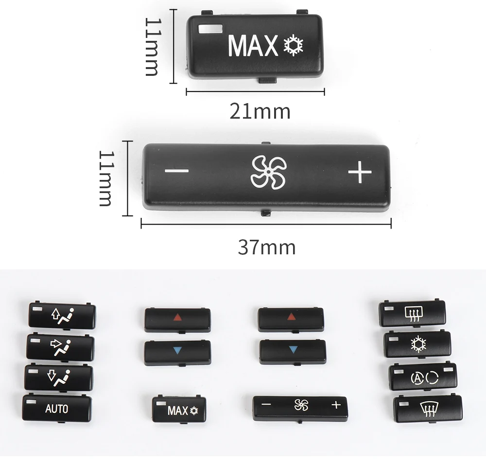 14pcs/set Car Climate Control Air Conditioning Switch Button Covers for BMW 5 Series E39 X5 E53