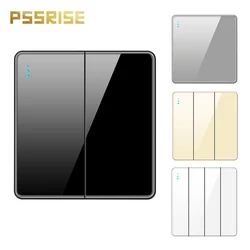 PSSRISE Black  UK Wall Light Switch socket Luxury Full Tempered Glass Panel ON OFF Power Push Button Switch  G19