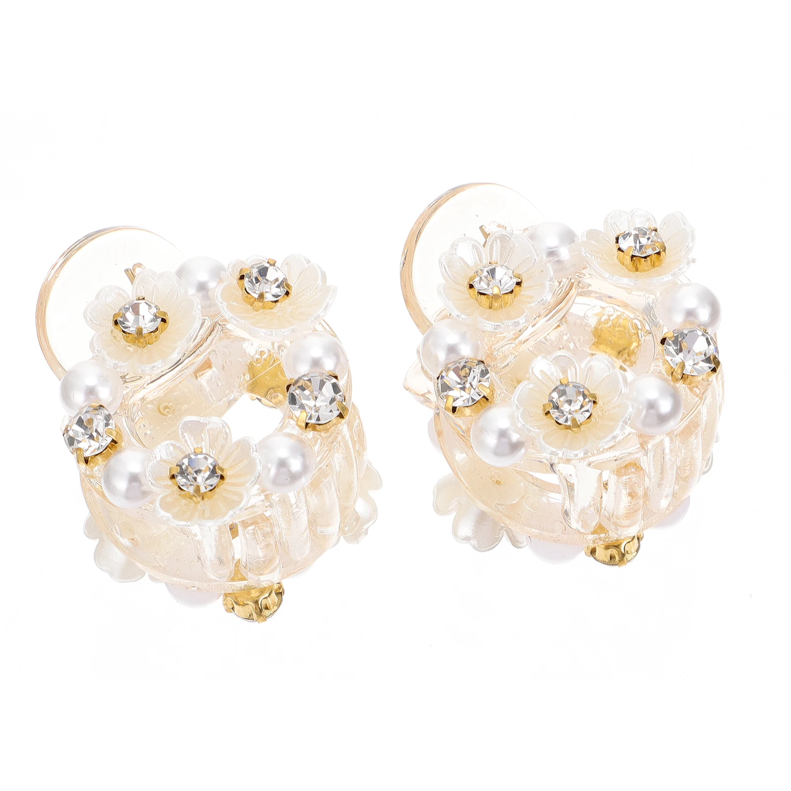 

2pcs Pearl Claw Women Claw Clip Resin Transparent Long Hair Jaw Clip For Women Girls Wedding Party Hair Accessory