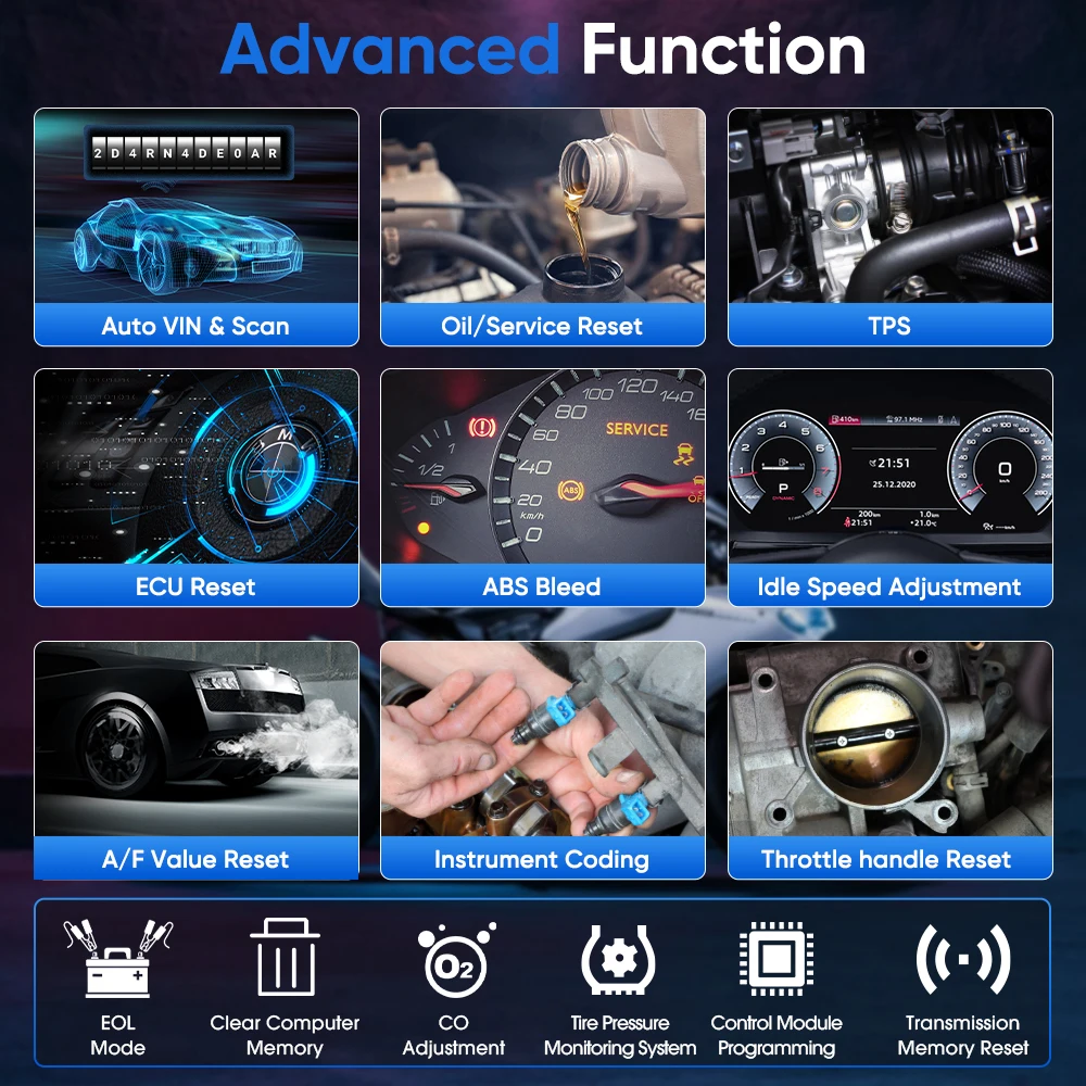 ANCEL-Outil de diagnostic pour moto, EAU OBD2, MT700, tous les systèmes, Cristal de l'huile, ABS Wiltshire, TPMS, 31 réinitialisations, outils de réparation de voiture